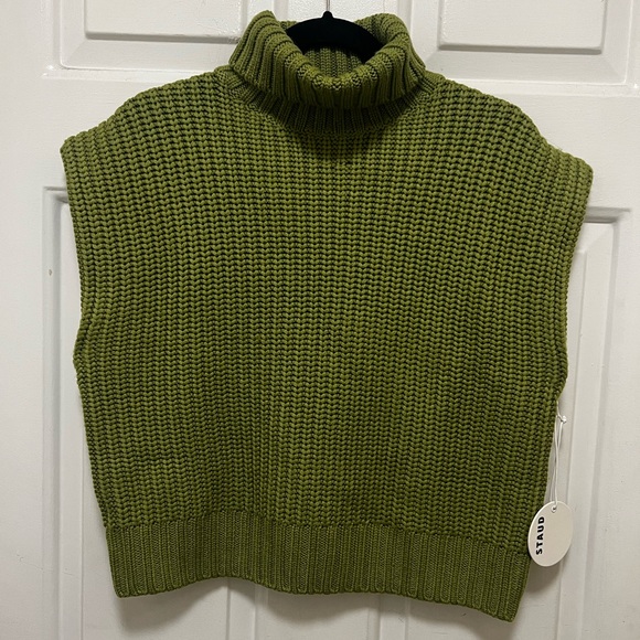 STAUD Bette Green Turtleneck Sleeveless Sweater Size M - Picture 2 of 6